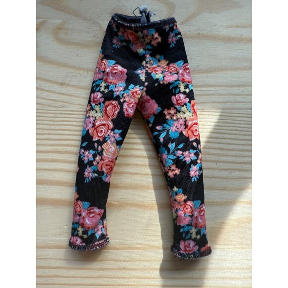Black Floral Barbie Doll Capri Leggings By Mattel - Picture 3 of 3